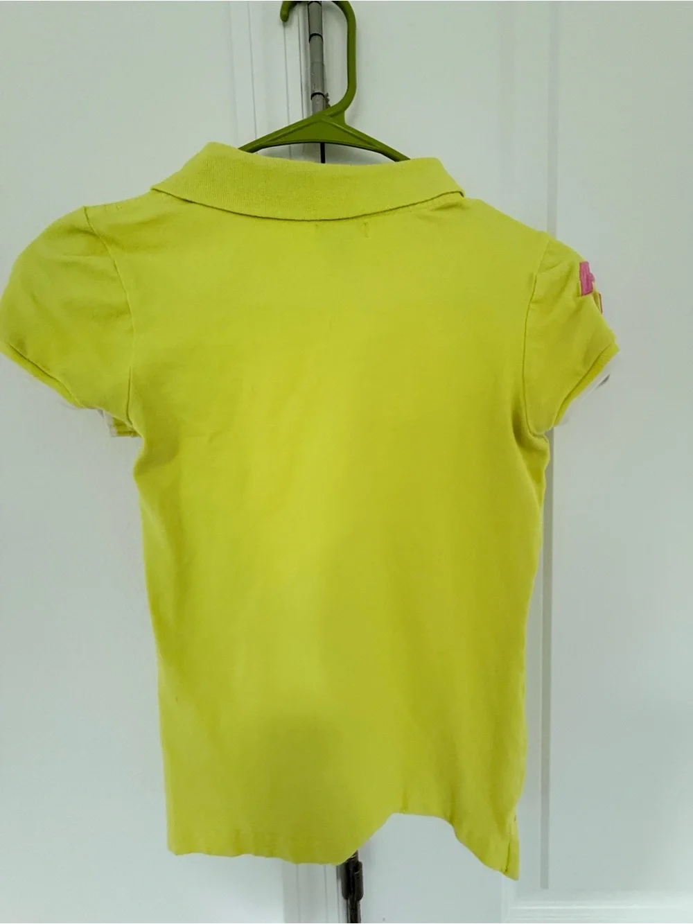 U.S. Polo Assn. Girls' Lime Yellow Polo Shirt with Pink Accent